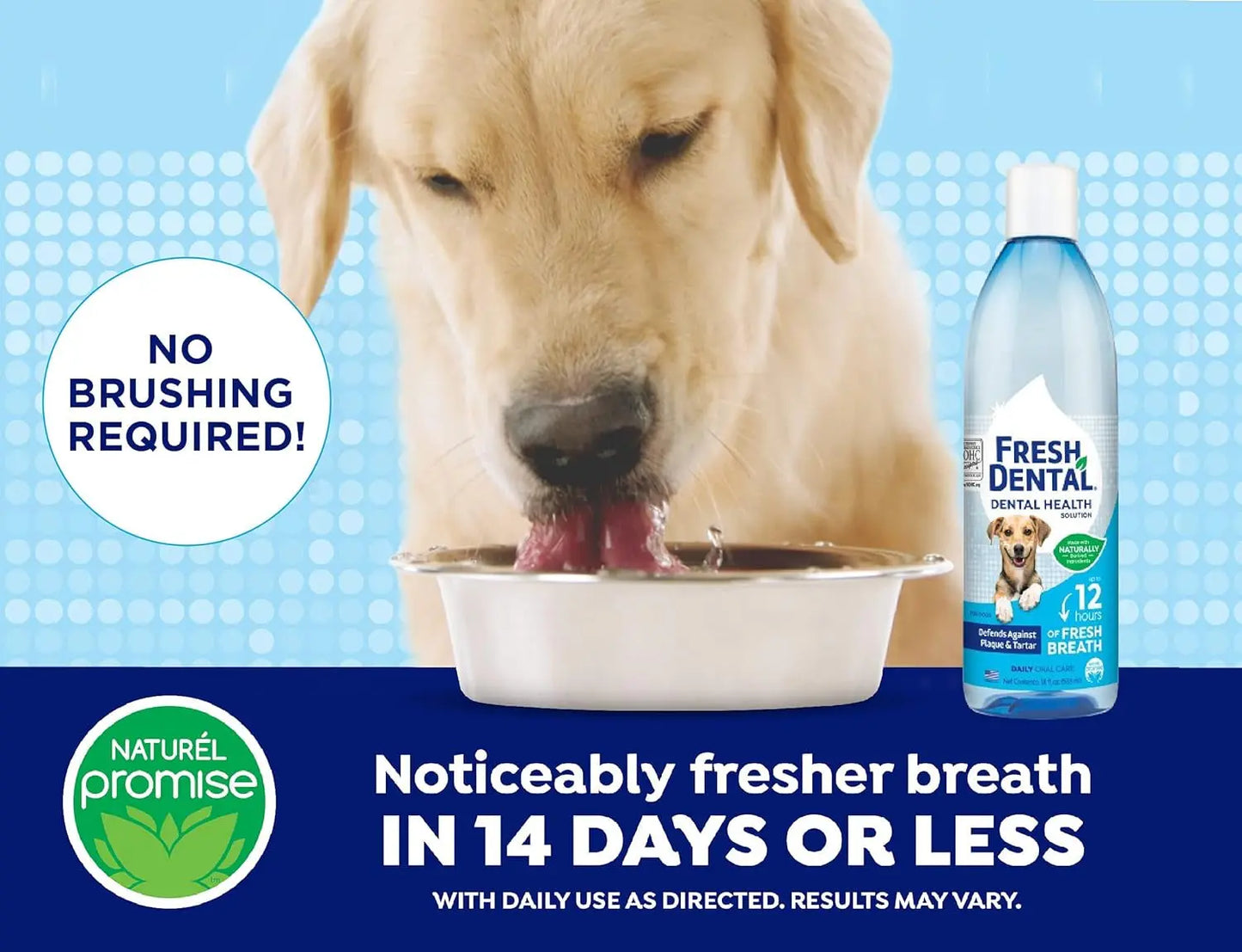 Fresh Dental Dental Health Solution for Dogs, 18Oz - 3 Pack - Oral Health Solution for Dogs - Easy to Use - Helps Clean Teeth - Freshens Breath up to 12 Hours - No Brushing Required