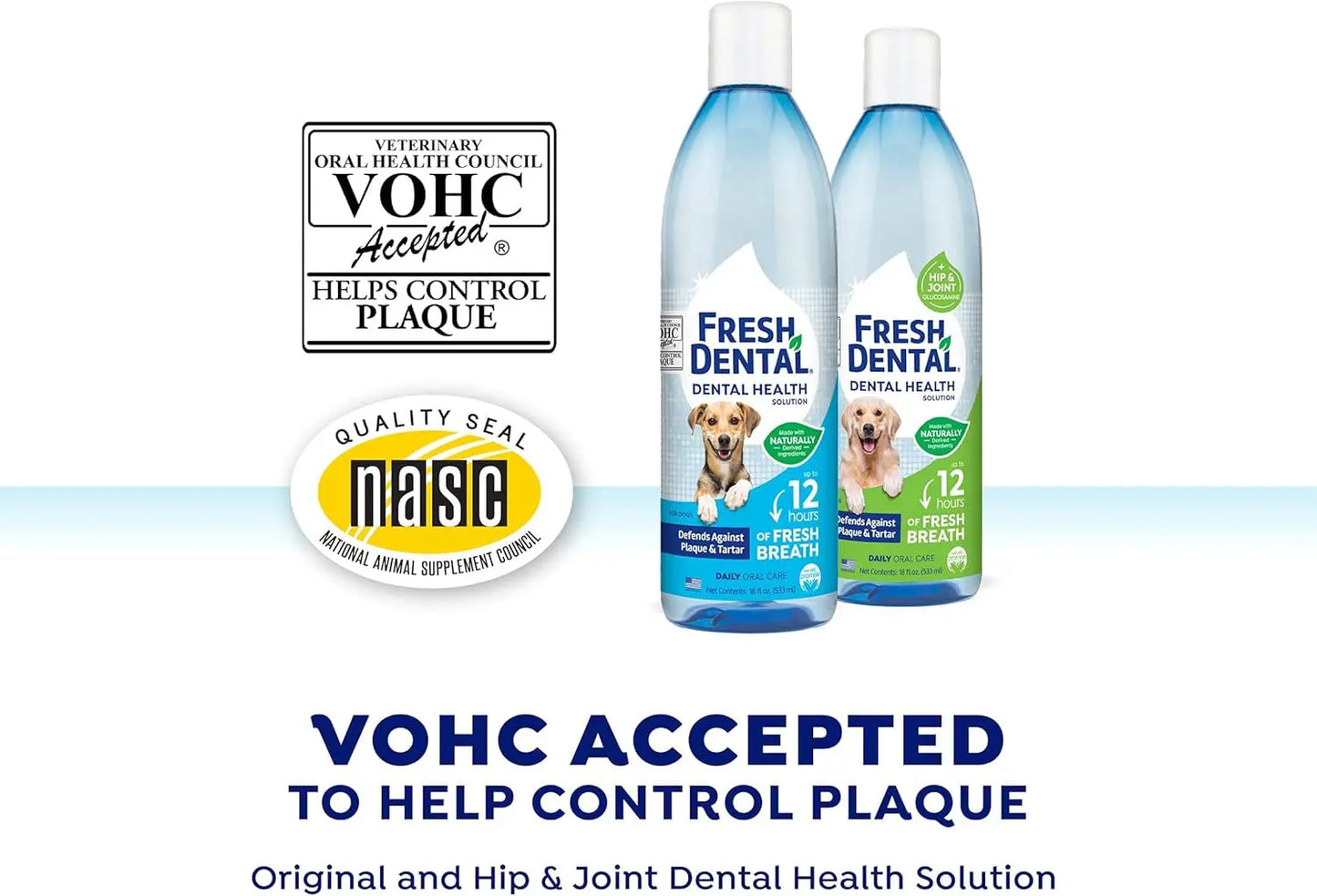 Fresh Dental Dental Health Solution for Dogs, 18Oz - 3 Pack - Oral Health Solution for Dogs - Easy to Use - Helps Clean Teeth - Freshens Breath up to 12 Hours - No Brushing Required