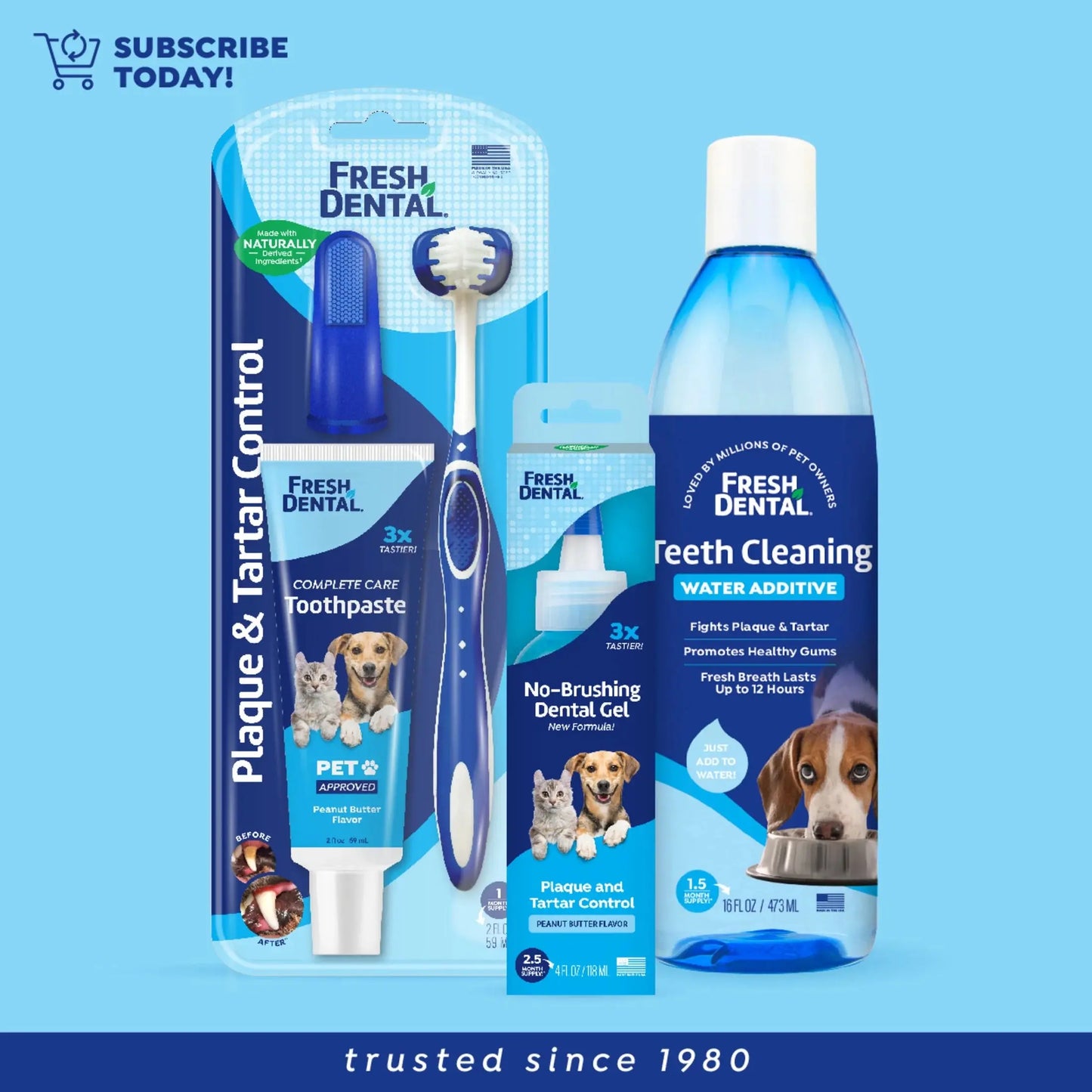 Fresh Dental No Brushing Gel Toothpaste for Dogs & Cats, Plaque Remover, 4 Oz