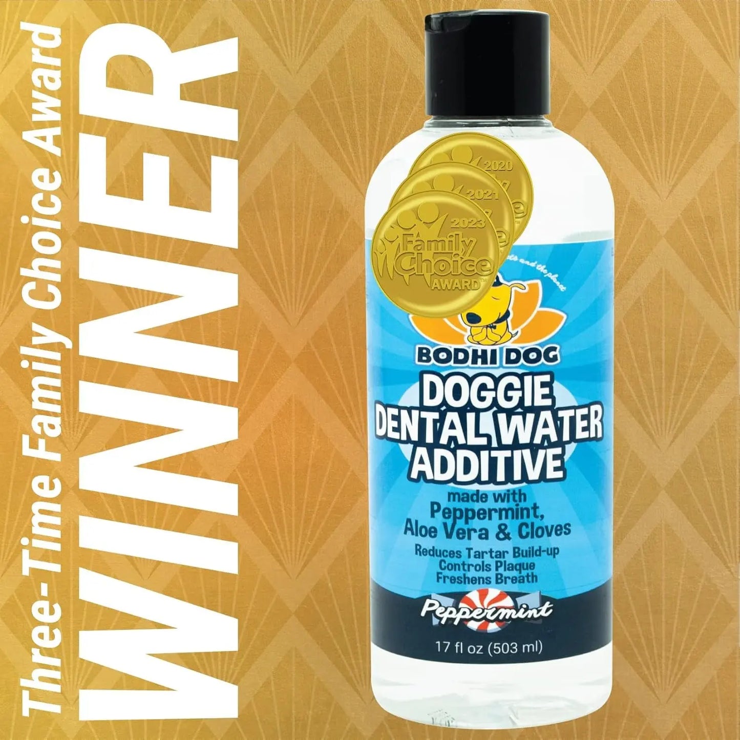 Peppermint Dental Dog Water Additive - Dental Water Additive for Dogs & Pets - Teeth, Breath & Healthy Gums - Freshens Breath & Reduces Tartar Build up - Oral Care Cleaner- Made in USA, 17Oz