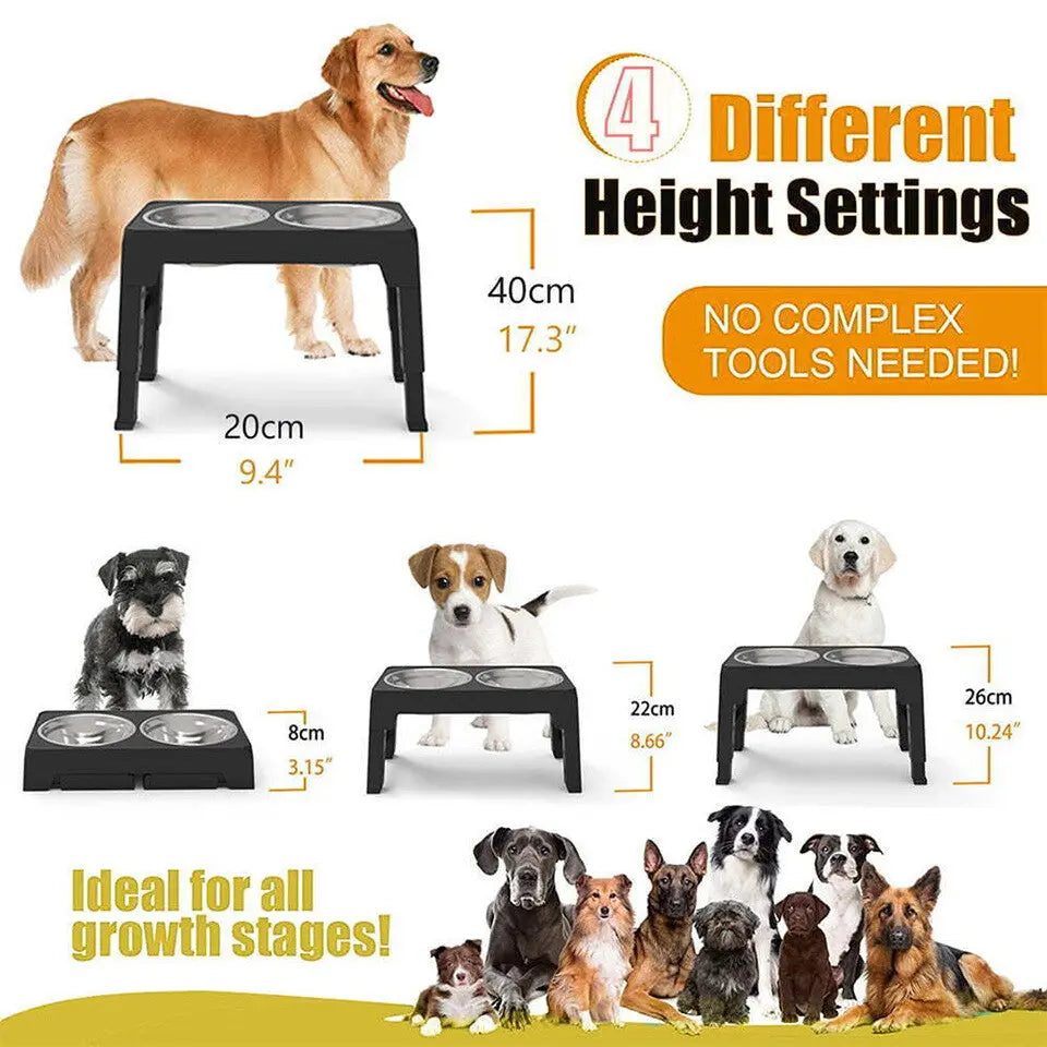 Elevated Dog Bowls 4 Adjustable Heights Raised Dog Food Water Bowl for Pet Dogs
