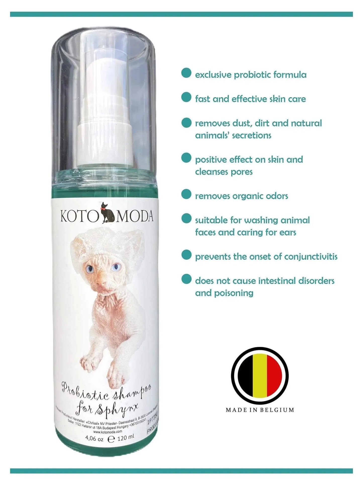 Probiotic Shampoo for Sphynx Cats 8.45 Fl Oz 250 Ml Healing of Wounds