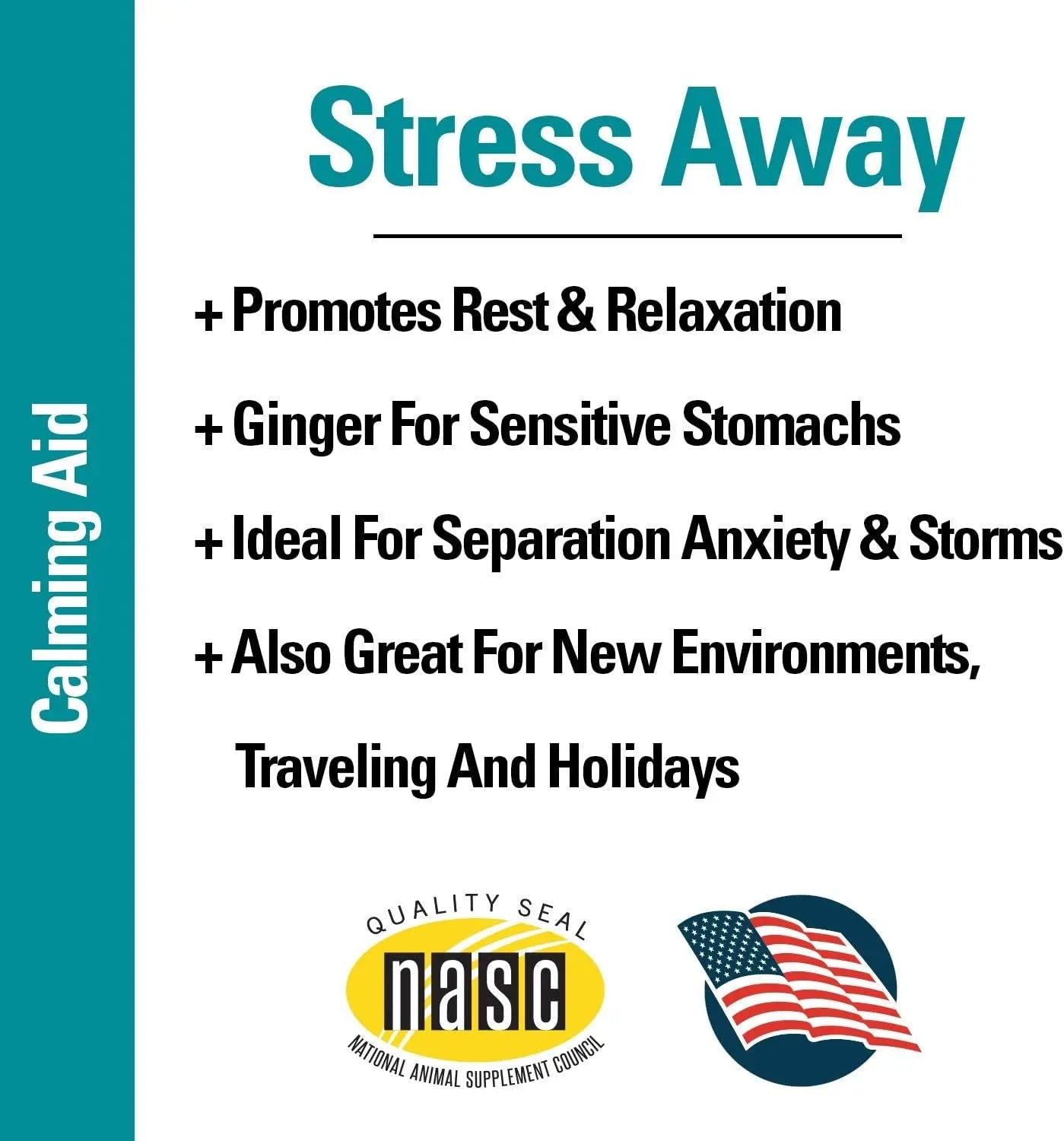Stress Away Calming, Anxiety Aid for Dogs and Cats – Soft Chew Pet Health Supplement for Dogs, and Cats - Melatonin, Ginger – 65 Soft Chews