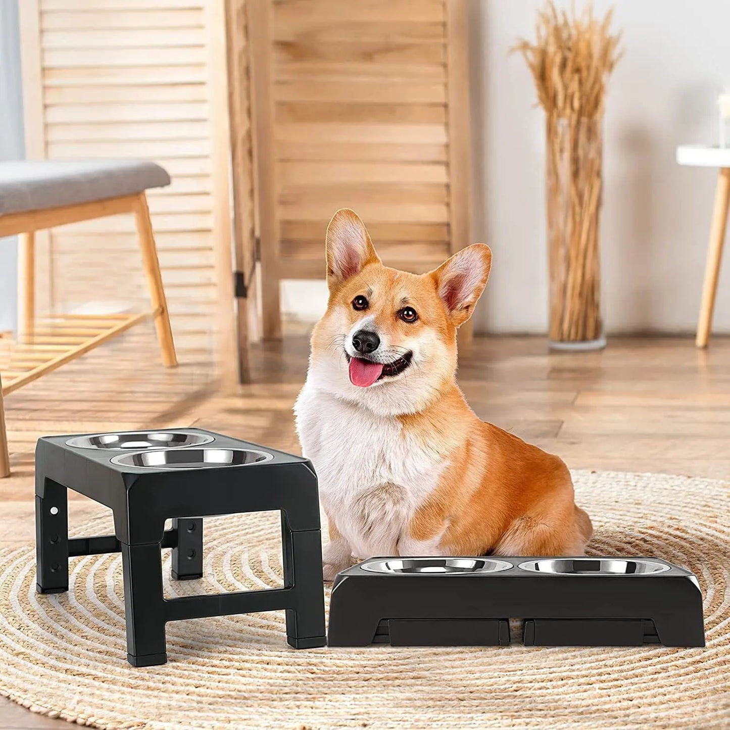 Elevated Dog Bowls 4 Adjustable Heights Raised Dog Food Water Bowl for Pet Dogs