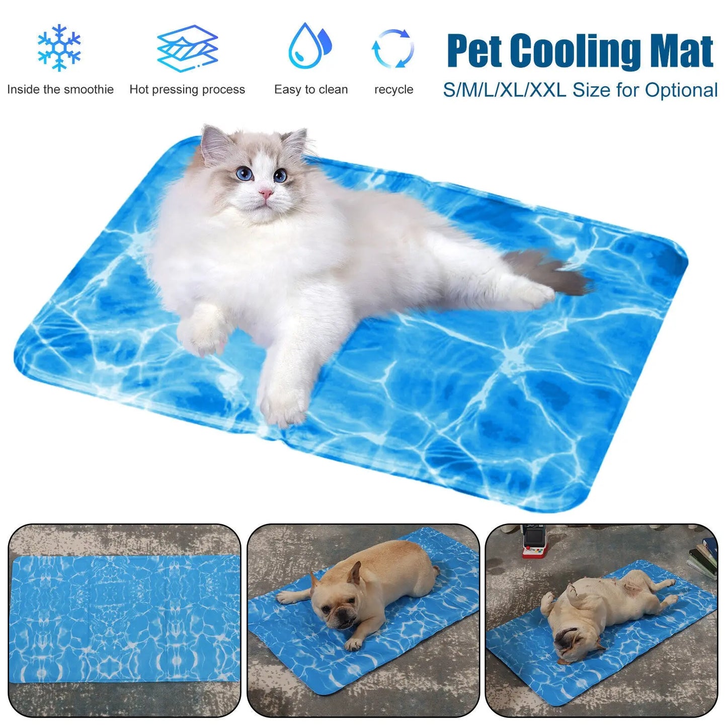 Pet Dog Cooling Mat Pressure Activated Gel Self-Cooling Bed Summer Sleeping Pad
