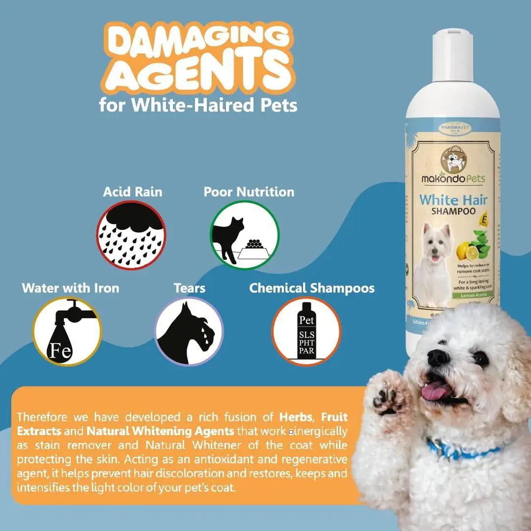 Dog Whitening Shampoo for Dogs with White Light Colored Hair Coat Fur White