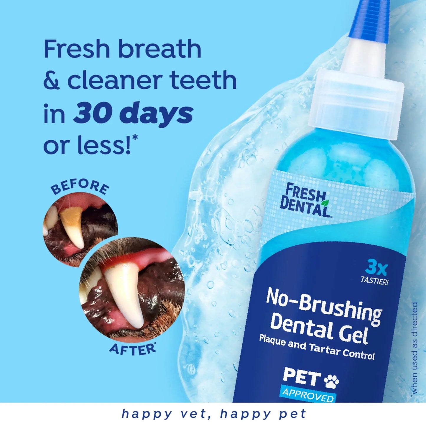 Fresh Dental No Brushing Gel Toothpaste for Dogs & Cats, Plaque Remover, 4 Oz