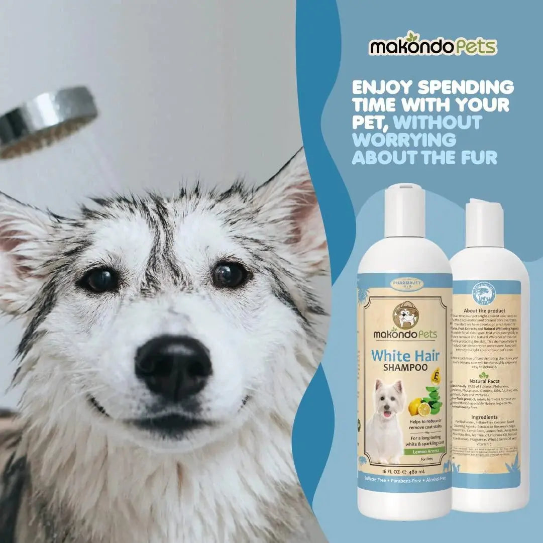 Dog Whitening Shampoo for Dogs with White Light Colored Hair Coat Fur White