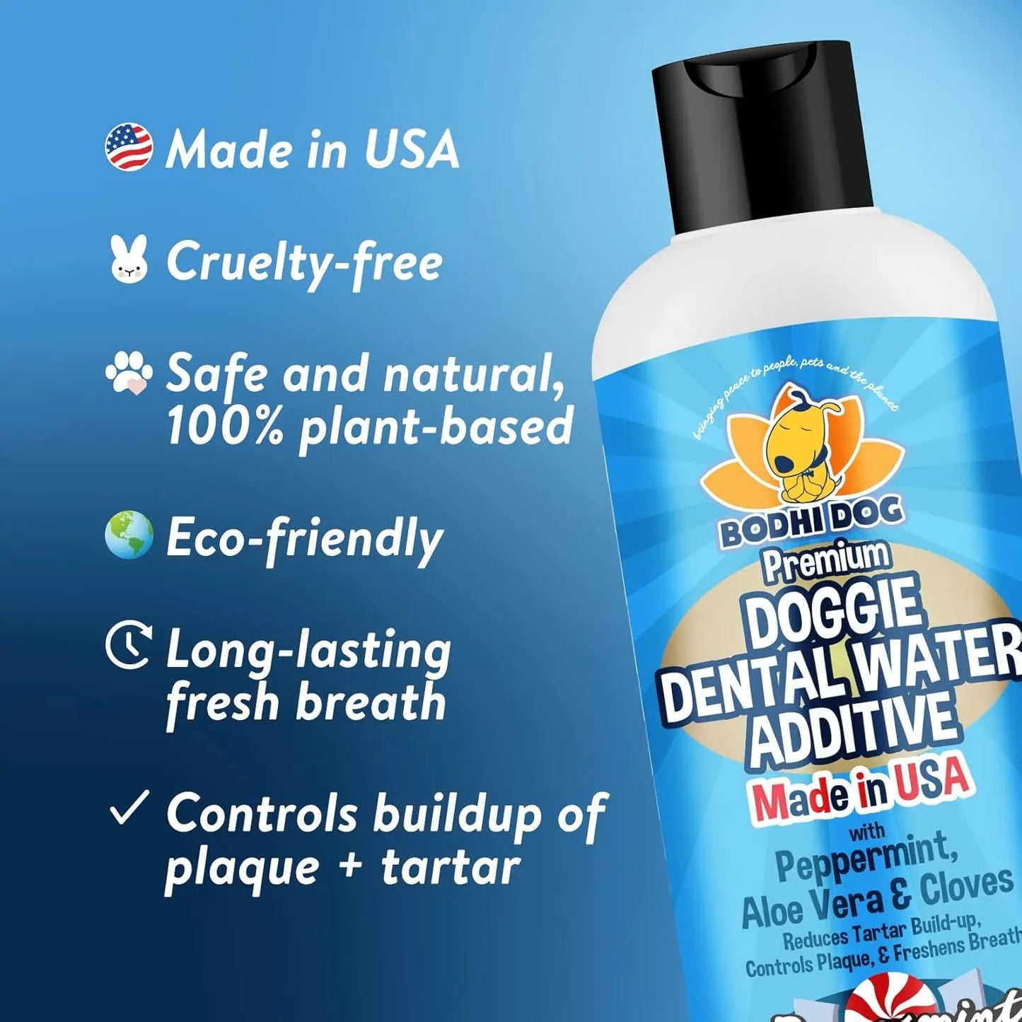 Peppermint Dental Dog Water Additive - Dental Water Additive for Dogs & Pets - Teeth, Breath & Healthy Gums - Freshens Breath & Reduces Tartar Build up - Oral Care Cleaner- Made in USA, 17Oz