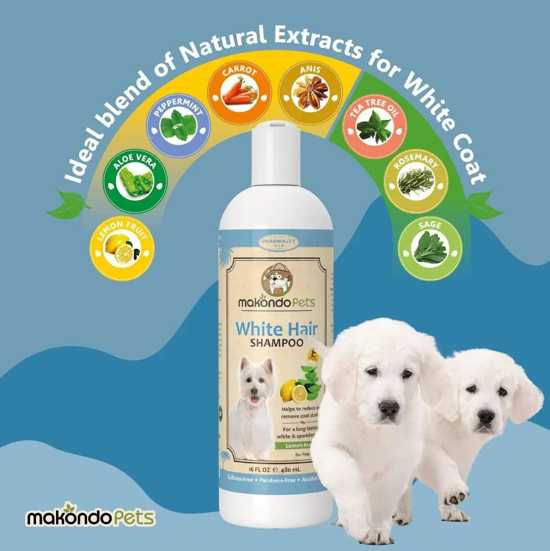 Dog Whitening Shampoo for Dogs with White Light Colored Hair Coat Fur White