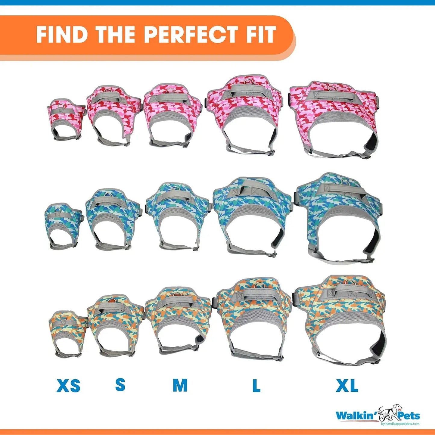 Walkin’ Warrior No Pull Dog Harness, Adjustable Straps for Custom Fit, Compatible with Dog Wheelchair, Breathable Mesh Lining for Comfort