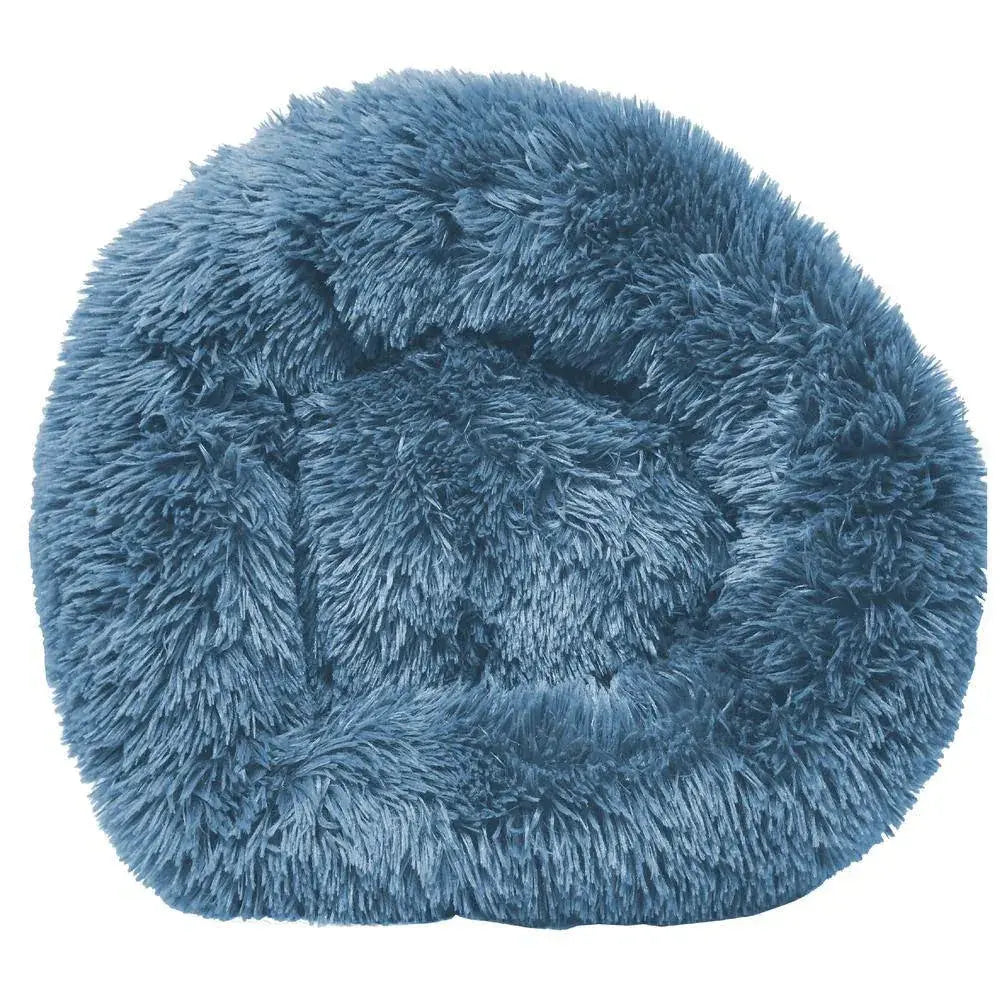 Medium Blue Nestler High-Grade Plush and Soft Rounded Dog Bed