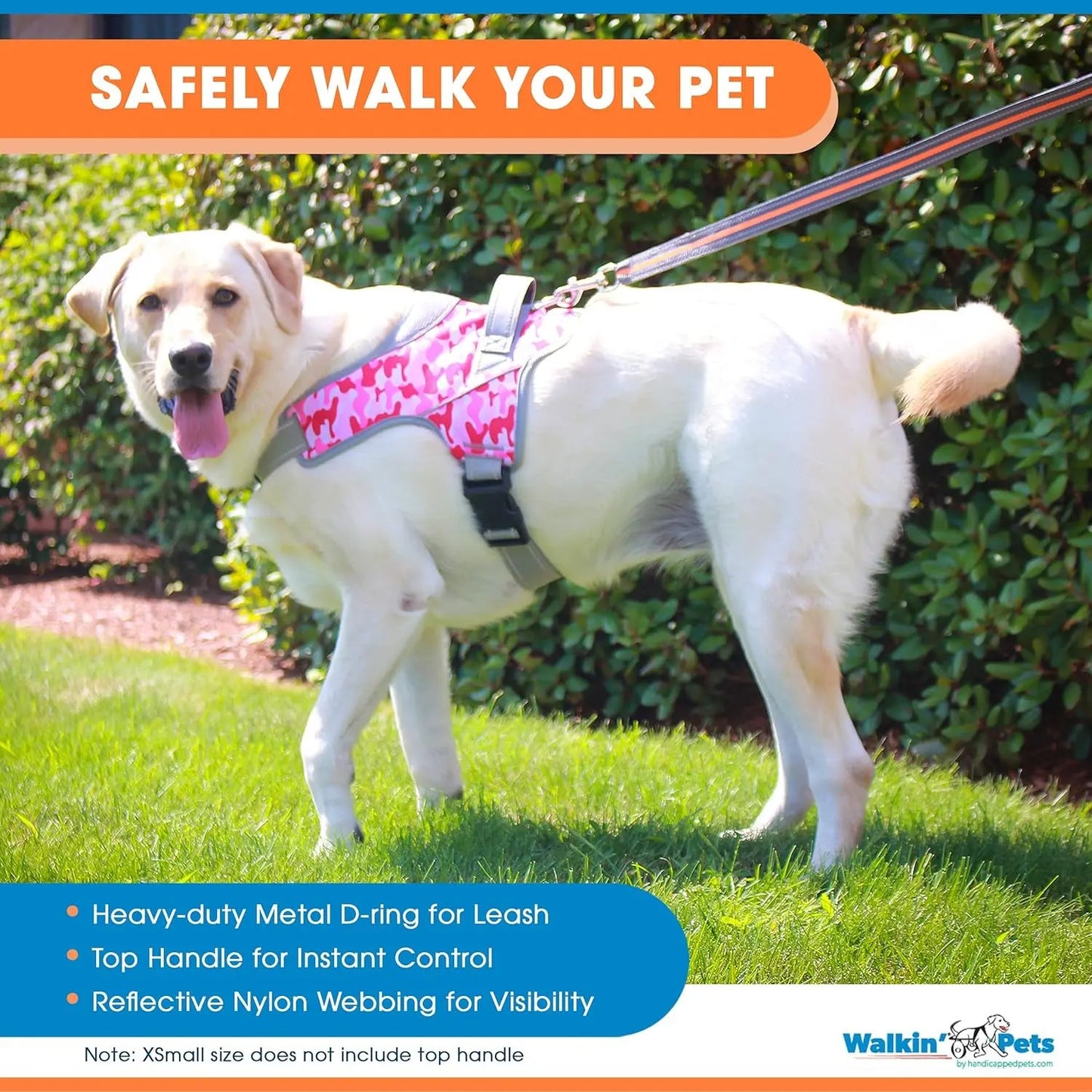 Walkin’ Warrior No Pull Dog Harness, Adjustable Straps for Custom Fit, Compatible with Dog Wheelchair, Breathable Mesh Lining for Comfort