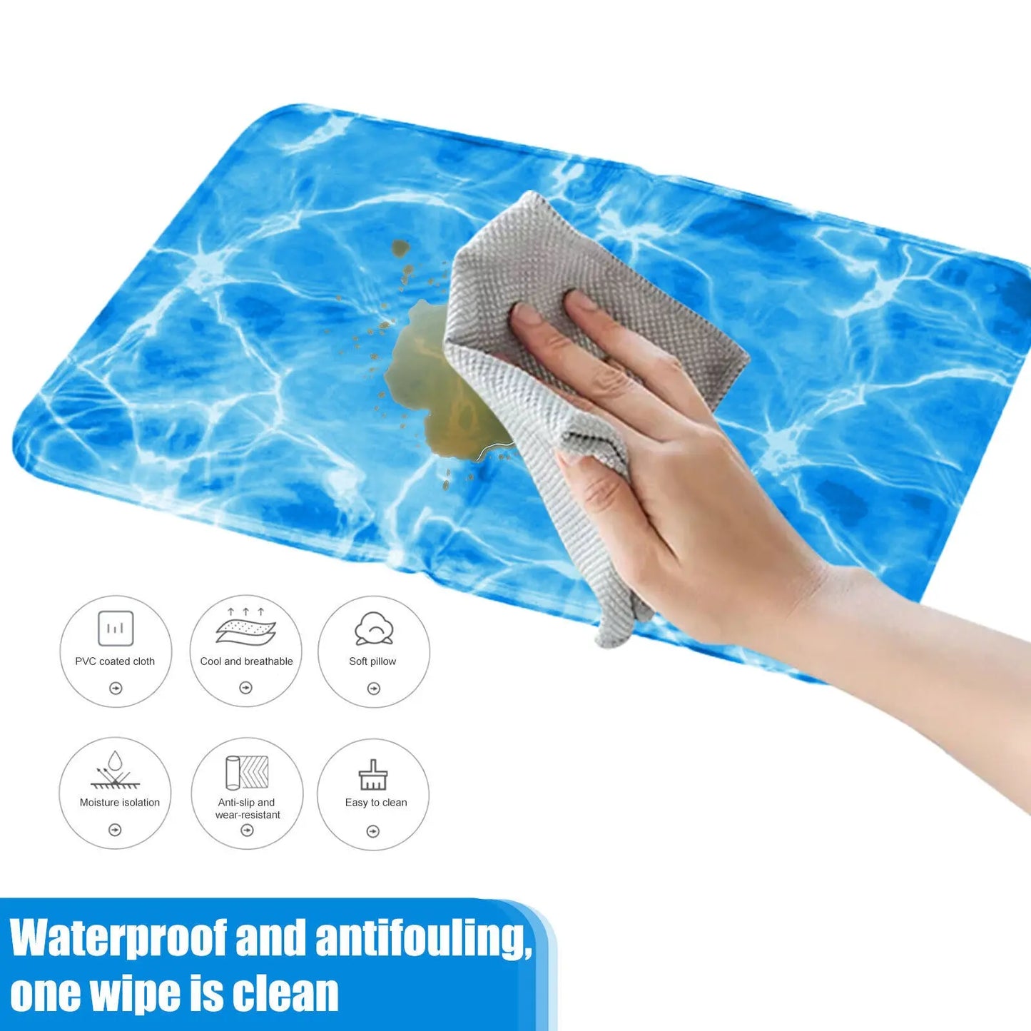 Pet Dog Cooling Mat Pressure Activated Gel Self-Cooling Bed Summer Sleeping Pad