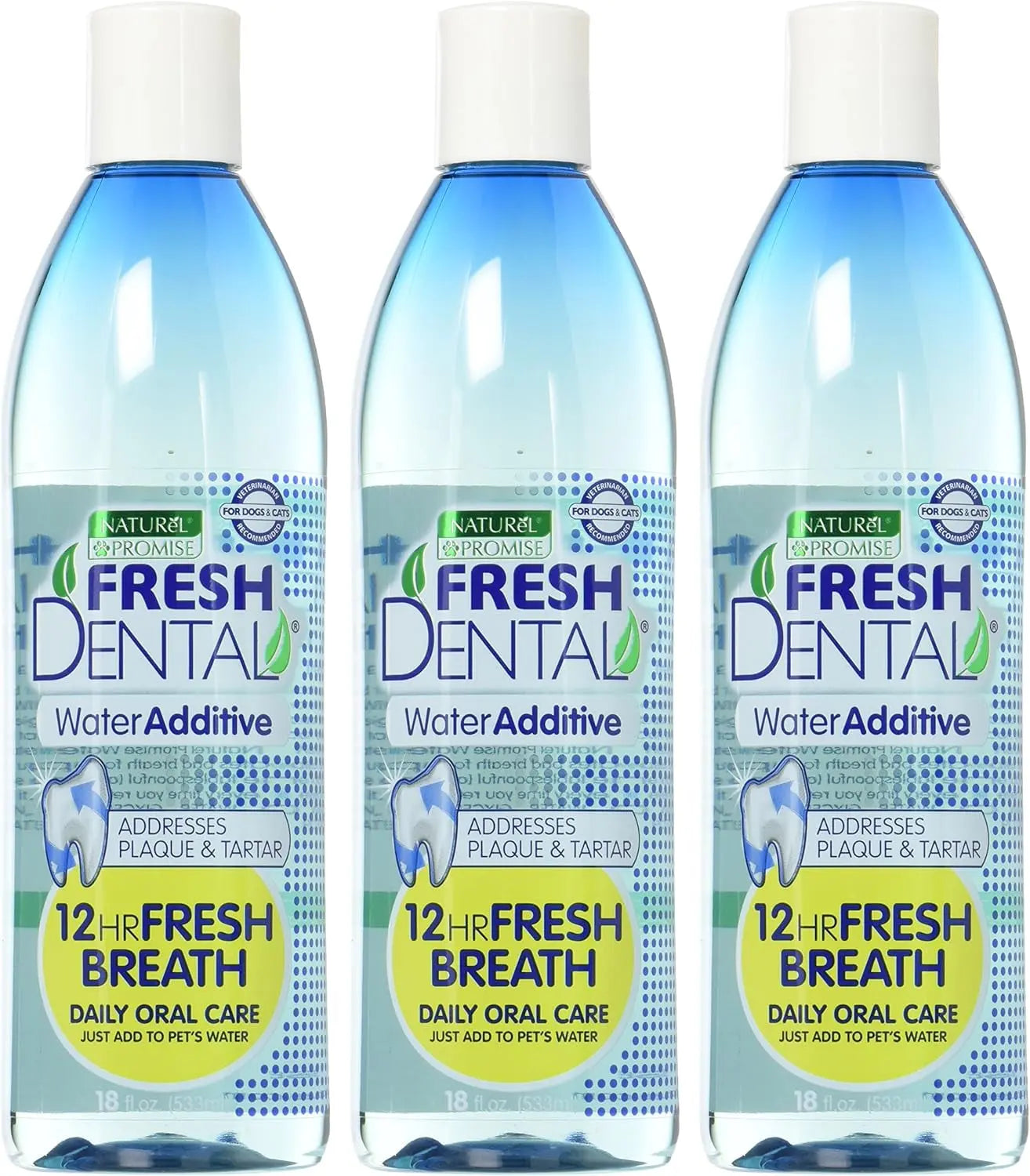 Fresh Dental Dental Health Solution for Dogs, 18Oz - 3 Pack - Oral Health Solution for Dogs - Easy to Use - Helps Clean Teeth - Freshens Breath up to 12 Hours - No Brushing Required