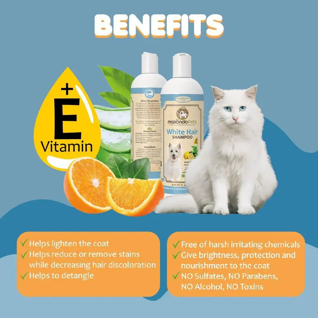 Dog Whitening Shampoo for Dogs with White Light Colored Hair Coat Fur White