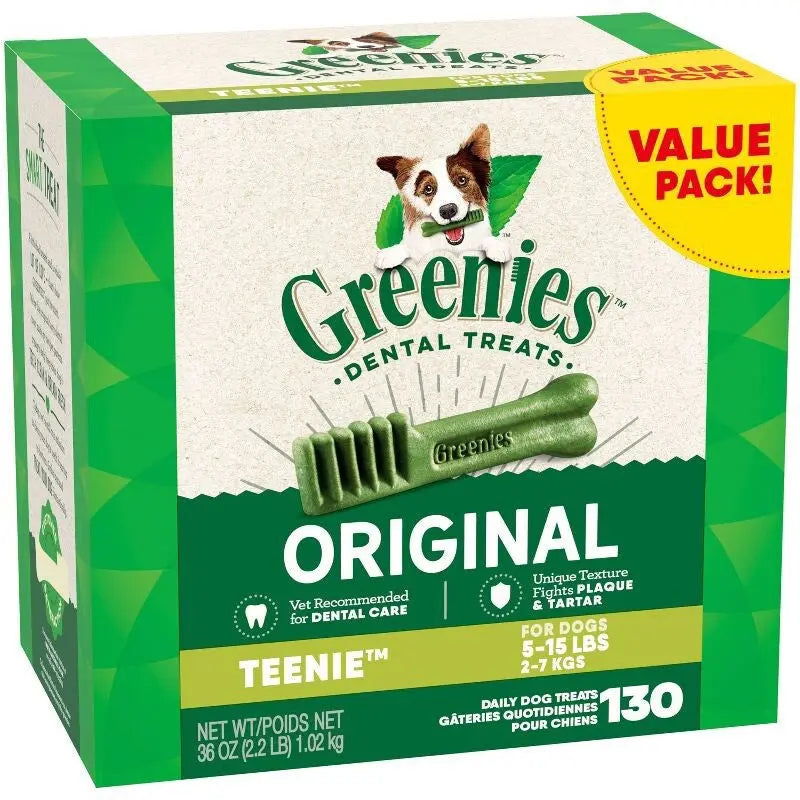 GREENIES Original TEENIE Natural Dental Dog Treats (4 Pack) 130 Each Box