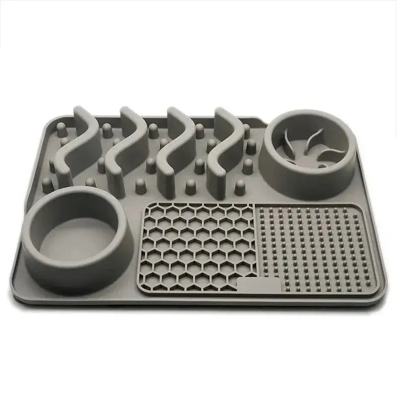 Slow Feeder Bowl Water Bowl Licking Mat for Dogs & Cats Dog Food Mat 3 in 1