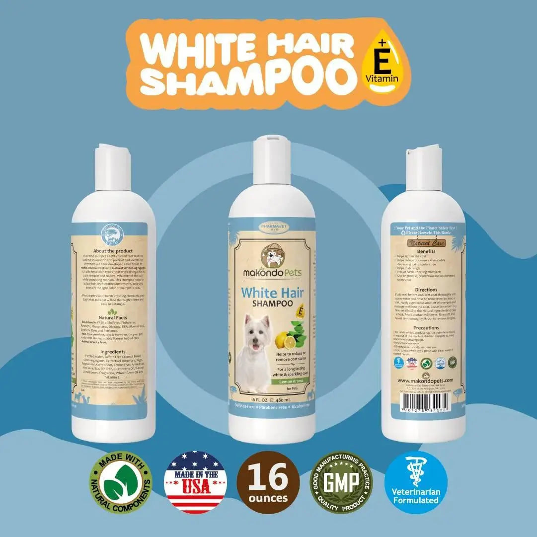 Dog Whitening Shampoo for Dogs with White Light Colored Hair Coat Fur White