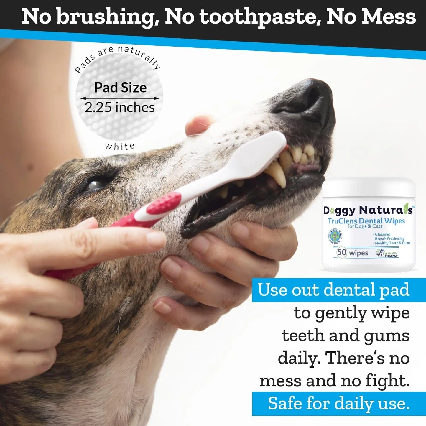 TRUCLENS | Dental Wipes for Dogs and Cats 100Ct Wipes (2 Pack)
