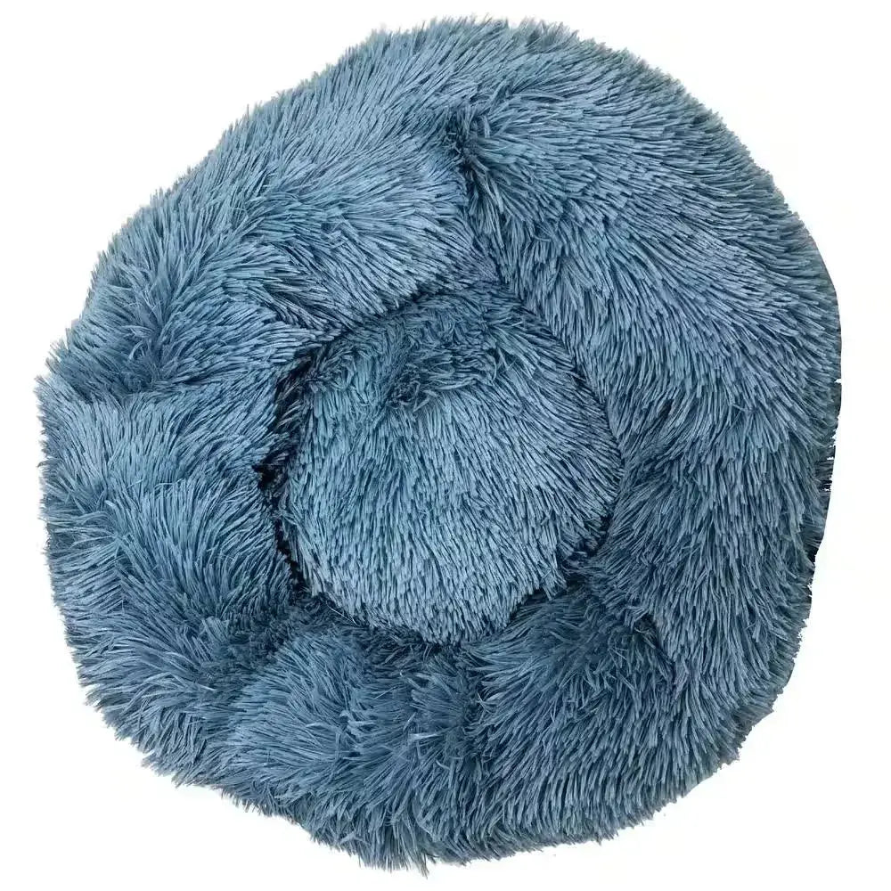 Medium Blue Nestler High-Grade Plush and Soft Rounded Dog Bed
