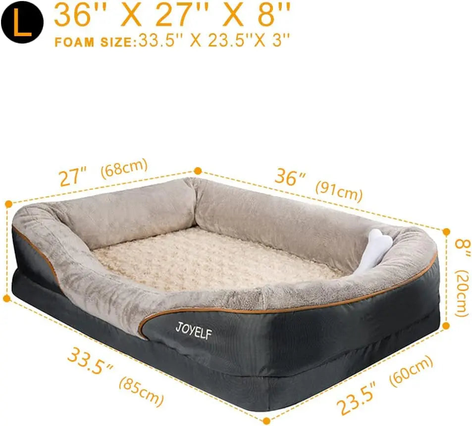 Large Memory Foam Dog Bed, Orthopedic Dog Bed & Sofa with Removable Washable Cov