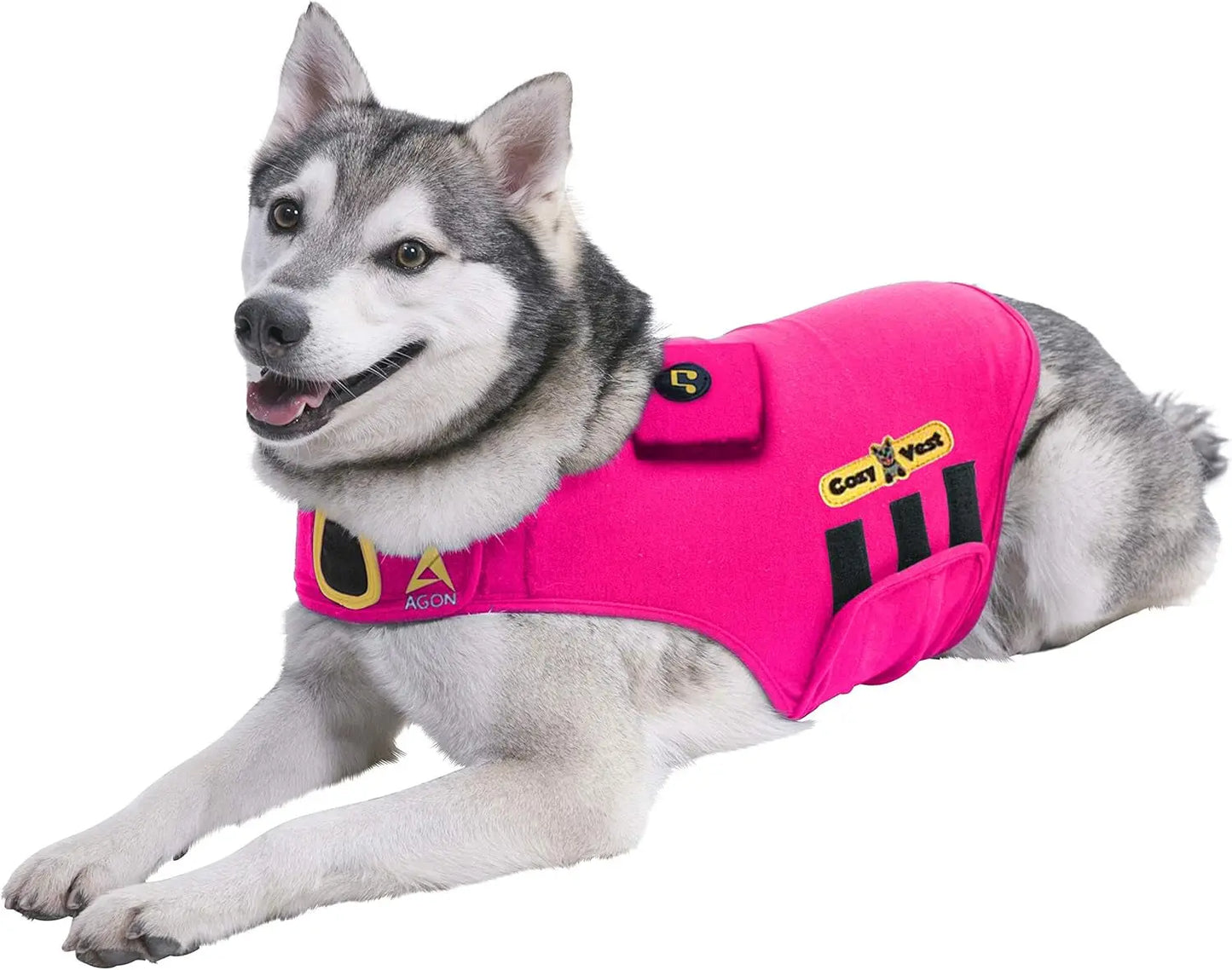 3-In-1 Anxiety Vest Music & Aromatherapy Dog Coat Relaxing Sound & Essential Oil Scent Canine Stress Relief Fireworks Thunder Separation Shirt Jacket Thunderstorm (Large [41-64 Lbs], Pink)