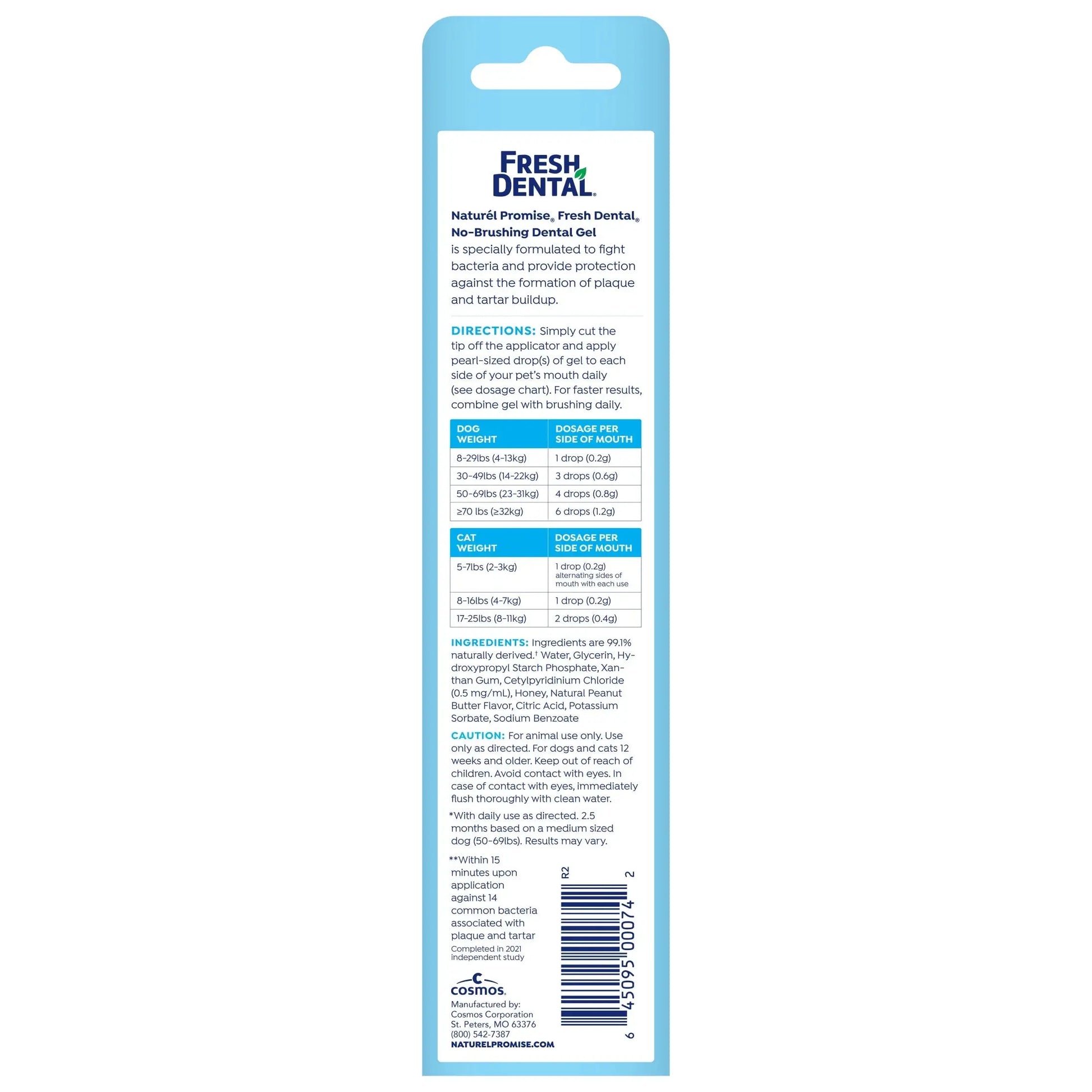 Fresh Dental No Brushing Gel Toothpaste for Dogs & Cats, Plaque Remover, 4 Oz