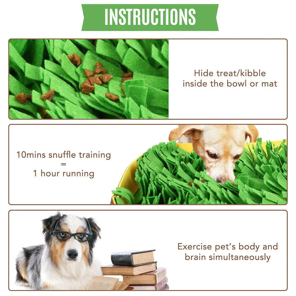 Pet Snuffle Mat for Dogs Cat Boredom Interactive Feed Game Encourages Bowl Skill