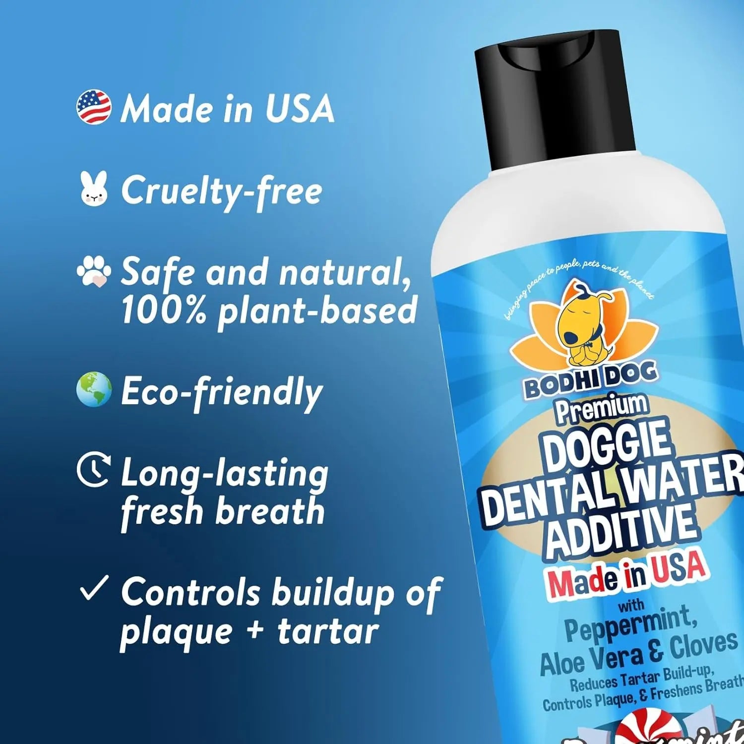 Peppermint Dental Dog Water Additive - Dental Water Additive for Dogs & Pets - Teeth, Breath & Healthy Gums - Freshens Breath & Reduces Tartar Build up - Oral Care Cleaner- Made in USA, 17Oz