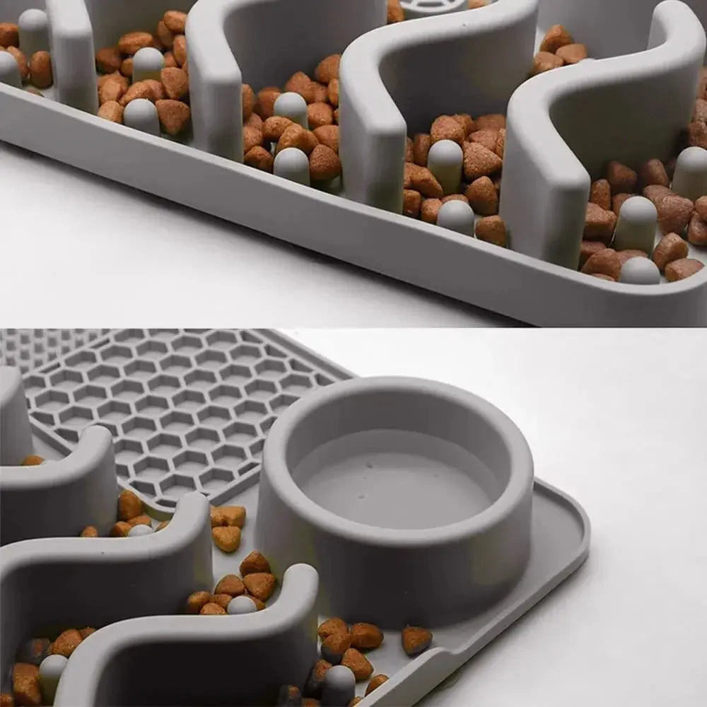 Slow Feeder Bowl Water Bowl Licking Mat for Dogs & Cats Dog Food Mat 3 in 1