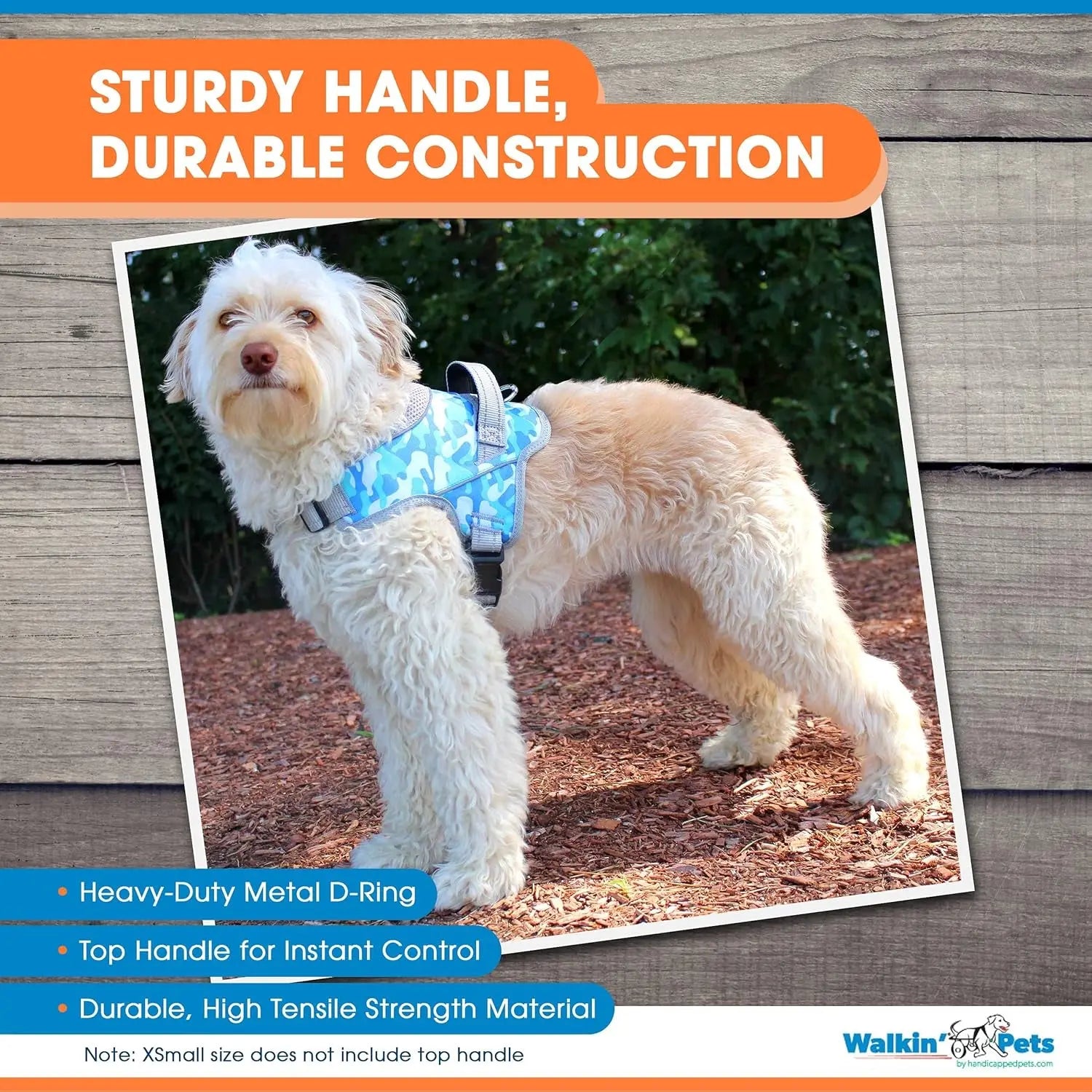 Walkin’ Warrior No Pull Dog Harness, Adjustable Straps for Custom Fit, Compatible with Dog Wheelchair, Breathable Mesh Lining for Comfort