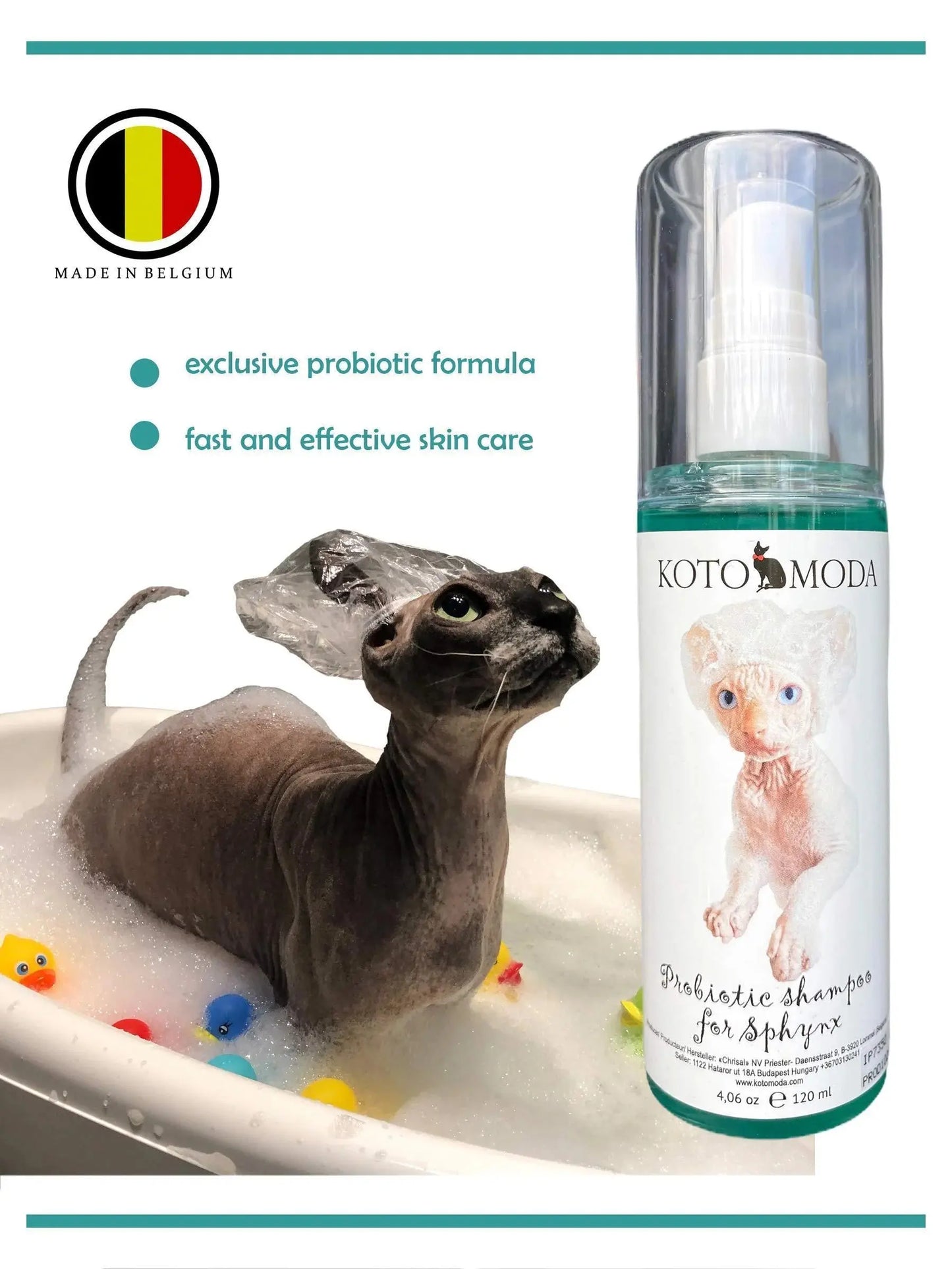 Probiotic Shampoo for Sphynx Cats 8.45 Fl Oz 250 Ml Healing of Wounds