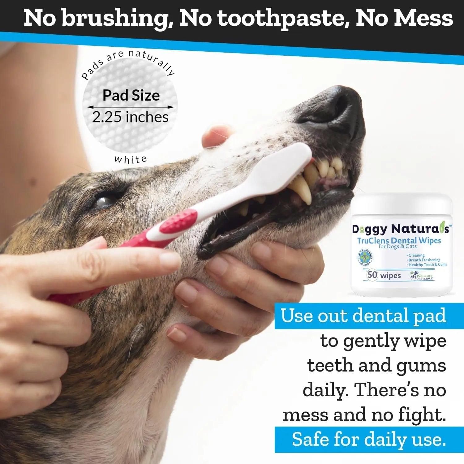 TRUCLENS | Dental Wipes for Dogs and Cats 100Ct Wipes (2 Pack)
